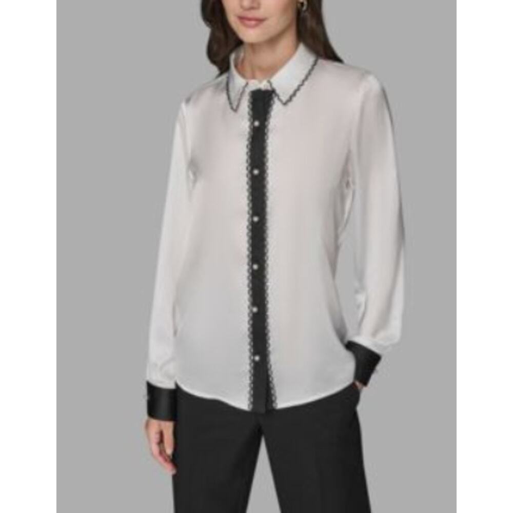 KARL LAGERFELD Women's Long  Sleeve Color Block Top Size  XS